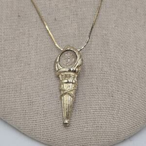 Vintage Statue of Liberty Mini Coin Torch Pendant on 17" Chain Souvenir